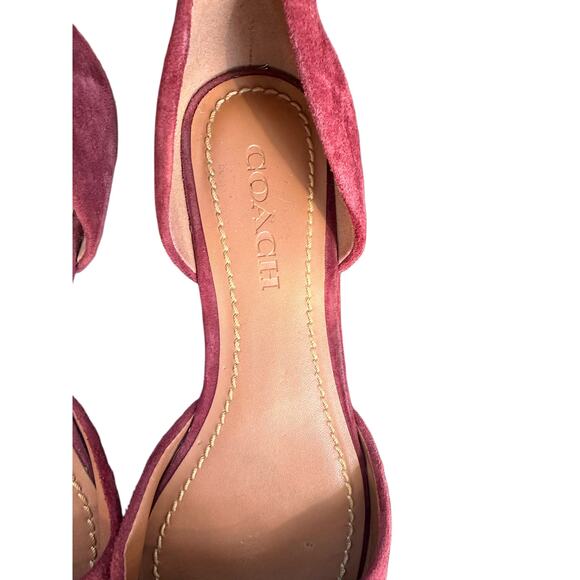 COACH Maroon Suede Pointed Toe Flats - Picture 2 of 5